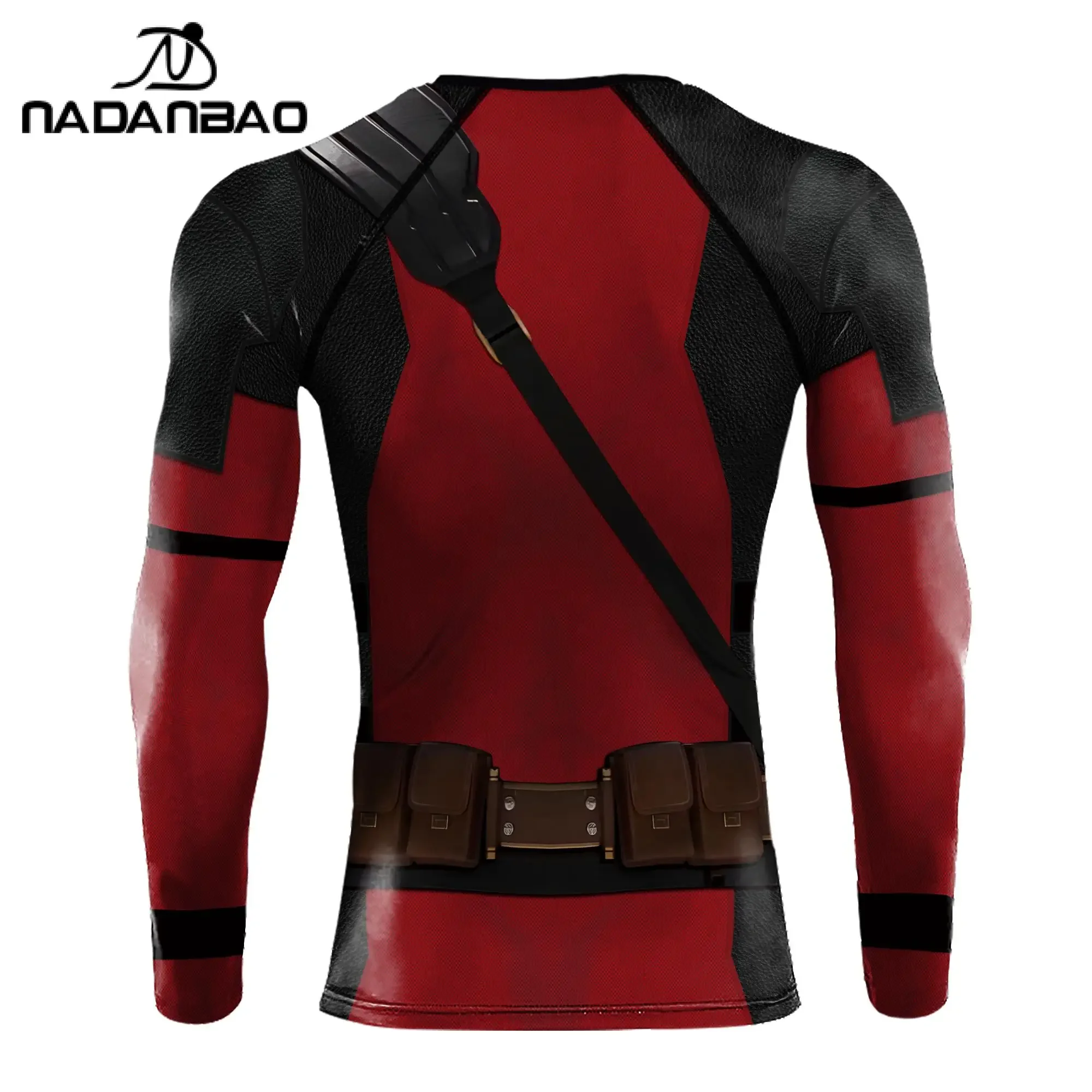 Rash Guard Cosplay Deadpool Wolverine Print Compression Shirts for Men Long Sleeve Rash Guards Gym Workout Strech Fitness Tees