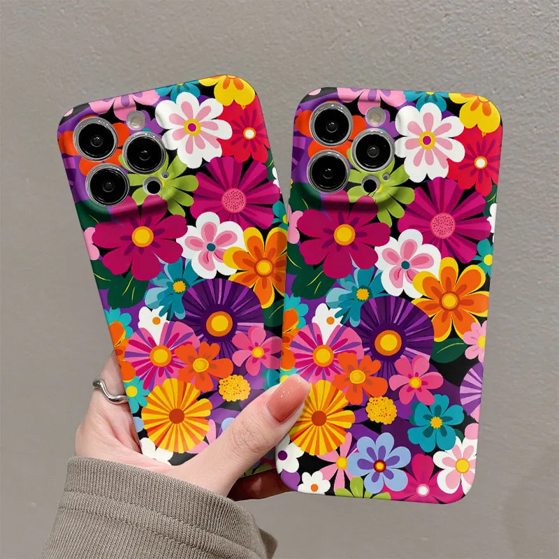 Colorful Retro Floral Glossy Phone Case - Hard PC Finish