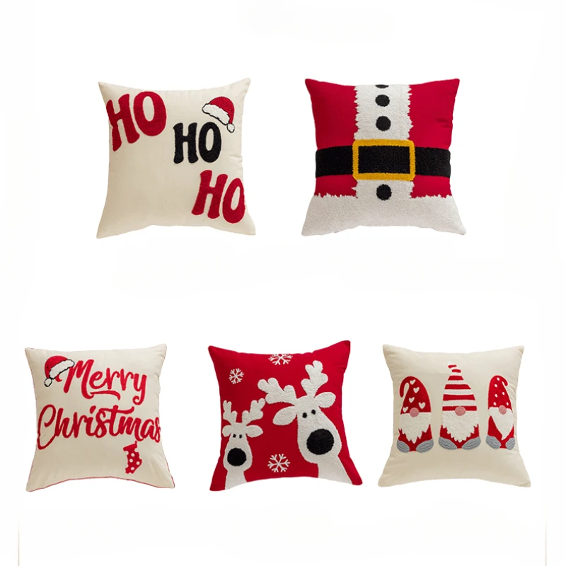 Christmas Embroidery Towel Pillow New Year's Day Home Decoration Living Room Sofa Pillow Office Chair Pillow Chair Cushion 5
