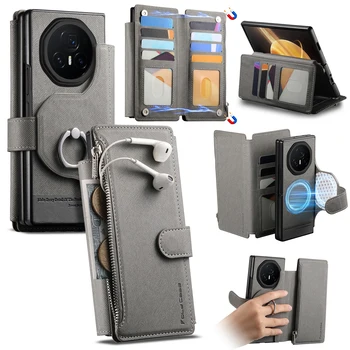 For Honor Magic V3 5G Case 2 in 1 Magnetic Leather Wireless Charge Cards Solt Ring Holder Wallet Folding Shockproof Back Cover