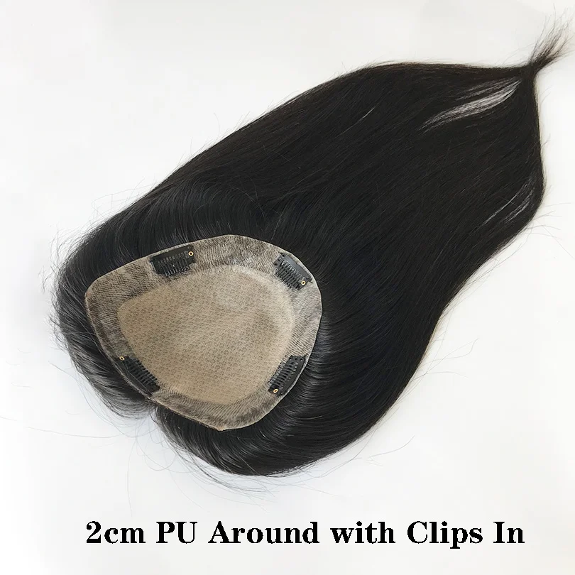 15x16cm Silk Skin Base Toupee With 2 CM PU Around European Virgin Human Hair Toupee with Clips for Women 12x13CM hair toppers