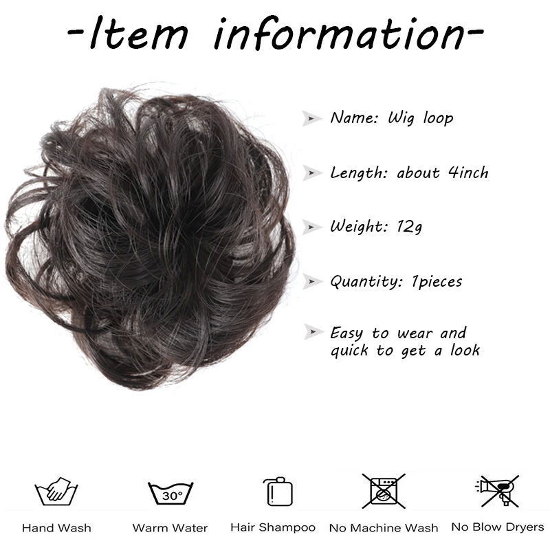 LUPU Messy Bun Hair Piece Wavy Curly Scrunchies Synthetic Chignon Ponytail Hair Extensions