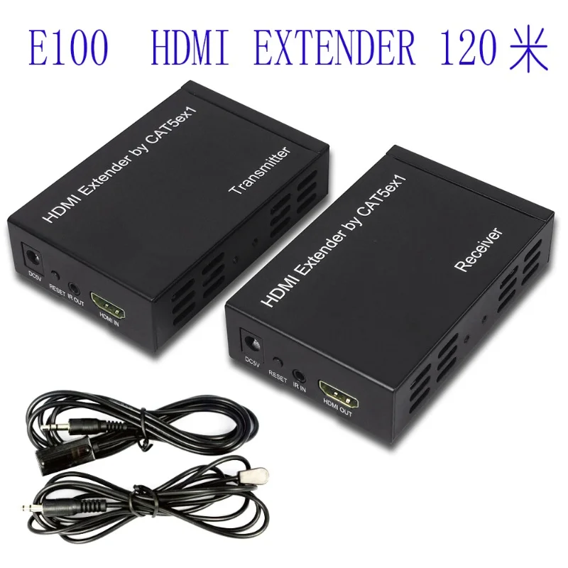 E100 HDMI Single-Cable Extender 120m, HDMI Extender 1 Transmitter Multiple Receivers with Infrared Support