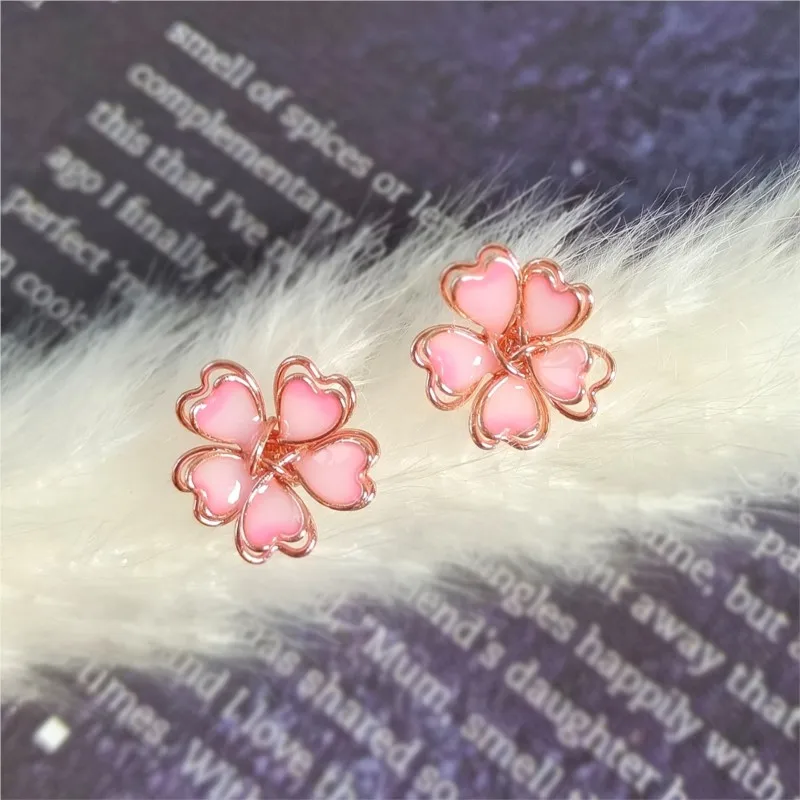 Delicate 3D Cherry Blossom Stud Earrings for Women Elegant & Cute Pink Floral Design Earrings Party Jewelry Gifts