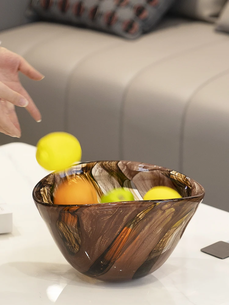 Luxury Art Glass Fruit Bowl High-End Living Room Coffee Table Contrast Storage Fruit Bowl Desktop Decorative Ornaments 5
