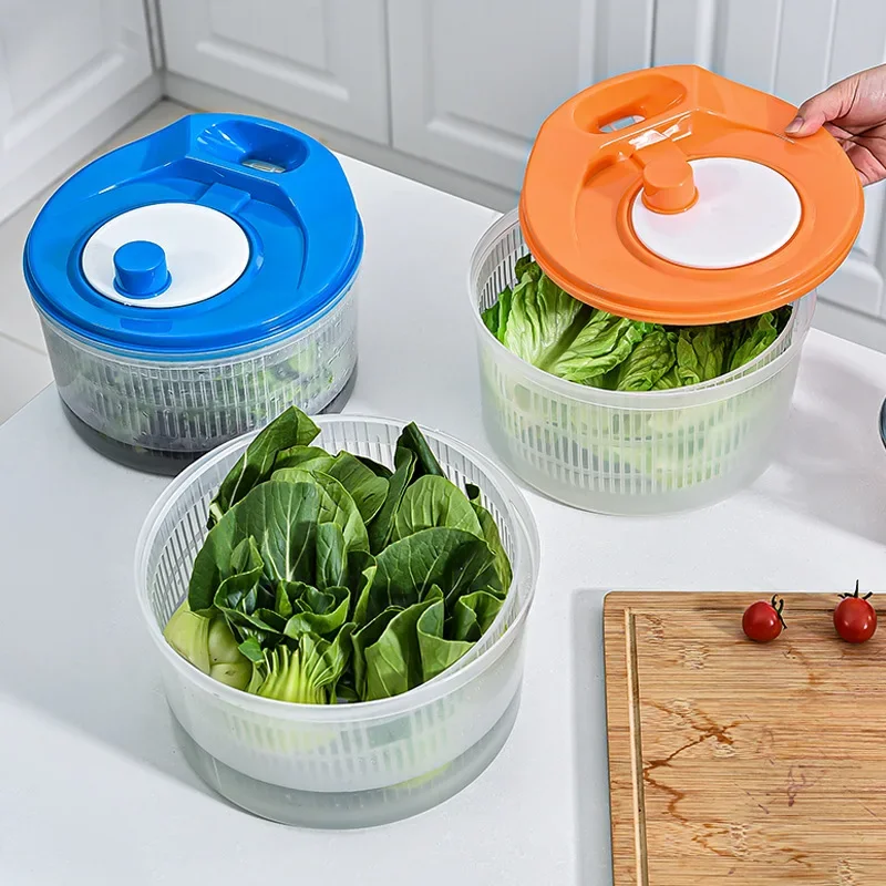 Household Vegetable Dehydrator Creative Manual Water Salad Spinner Fruit Drain Basket Dryer Hand Crank Kitchen Household Gadget