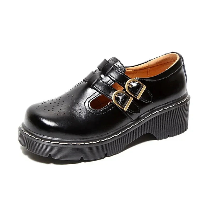 Japanese Literary Retro Lolita Women Pumps Mary Janes Shoes Round Toe Student Girl Platform T-Strap Buckle Bullock Shoes 6