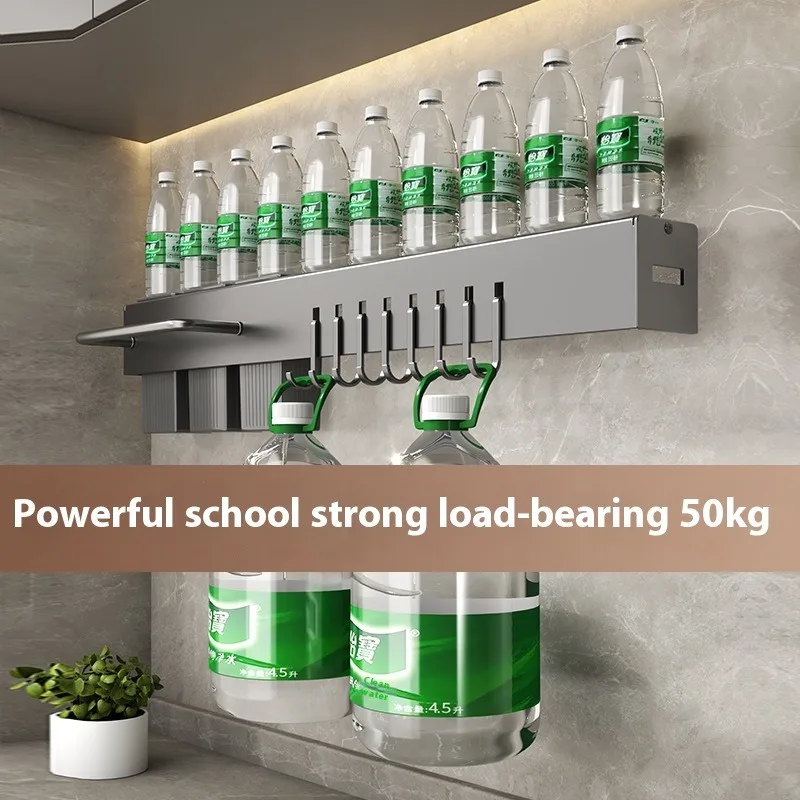 Household Organizer Rack 30/50cm Wall Mounted Knife Holder Kitchen Storage Shelving Units Tableware Shelf Towel Hanger