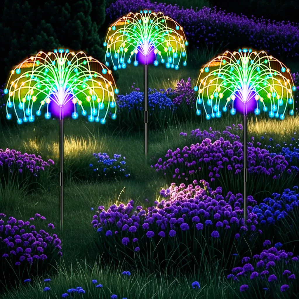 Solar Outdoor Firework Lights 200 LED Waterproof 2 Modes Decorative for Party Garden Footpath
