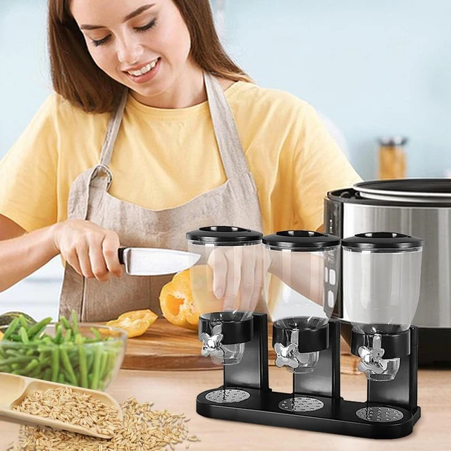 Distributore di tre contenitori per alimenti secchi distributore di cereali  per riso Dispenser per alimenti da 2 litri contenitore per Snack da cucina  con cereali da appoggio - AliExpress