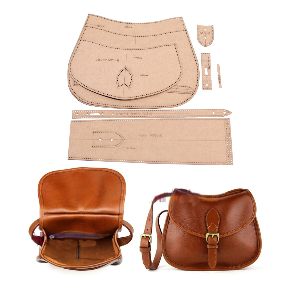 DIY leather craft women shoulder bag leather craft template sewing template Kraft Paper Die Cutting Sewing Pattern Hollowed Stencil 26x23x10cm