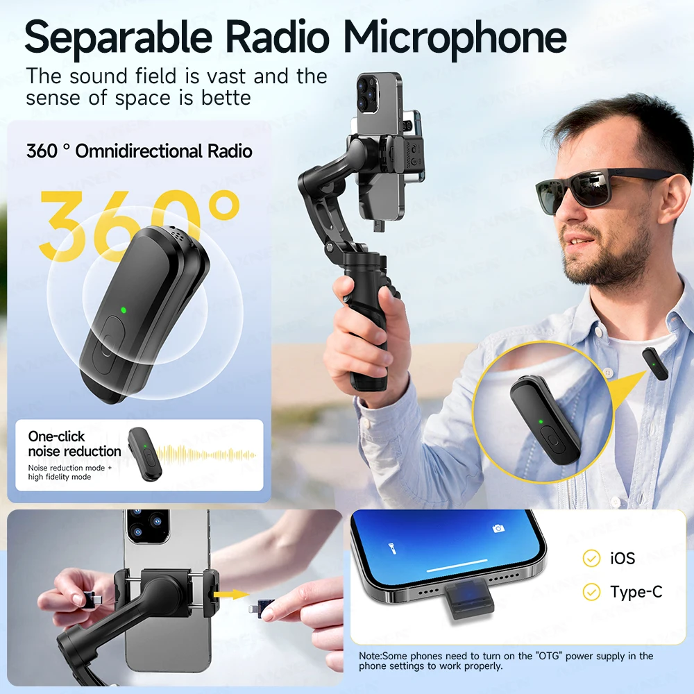 Suivi IA actif sur l'écran du smartphone monté sur le gimbal, maintenant le sujet cadré automatiquement.