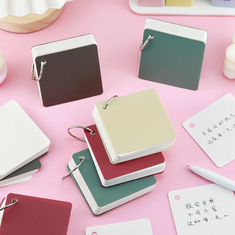 Compact Memo Pads with Blank Pages - Portable Study Notepads for Learning & Notetaking, 80-Sheet Loose Leaf with Ring
