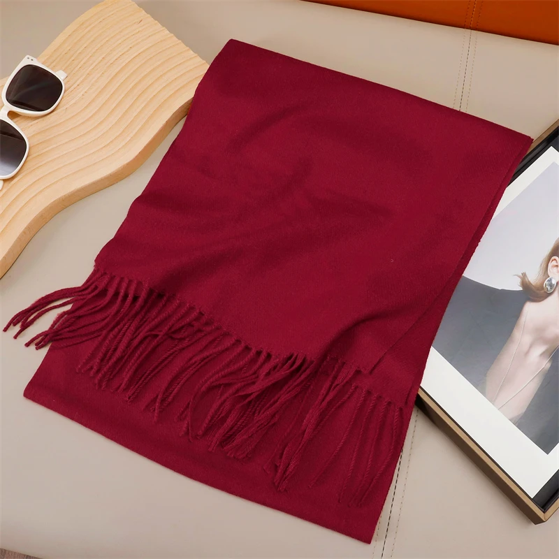 2023 Winter Frauen Schals Lange Warme Gradienten Imitation Kaschmir Hijab Solide Dame Schal Wrap Weibliche Pashmina Bandana Kopf Schal – Detail 35