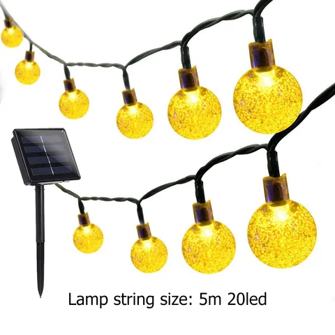 Solar Fairy Light Crystal Ball Outdoor IP68 Waterproof Bulbs String Lamp Garden Garlands Yard Home Wedding Decor String Lamp