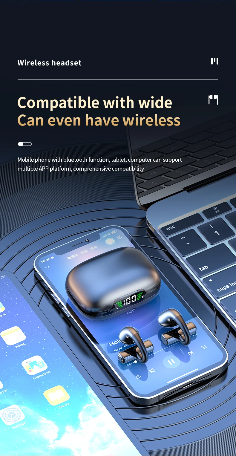 TWS Clip-On Wireless Bluetooth Earbuds with Innovative Painless Wear Technology for Sports Sf179a3183d694dfdac1ce02ccf8d9b5cX