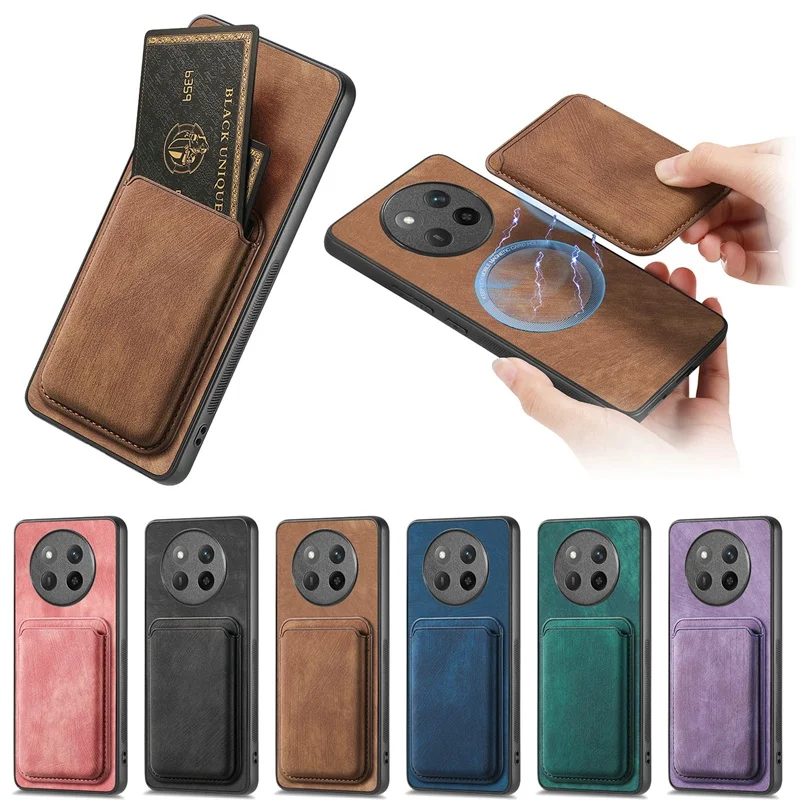 Luxury Leather Magnetic Wallet Case with Detachable Card Slot Cover