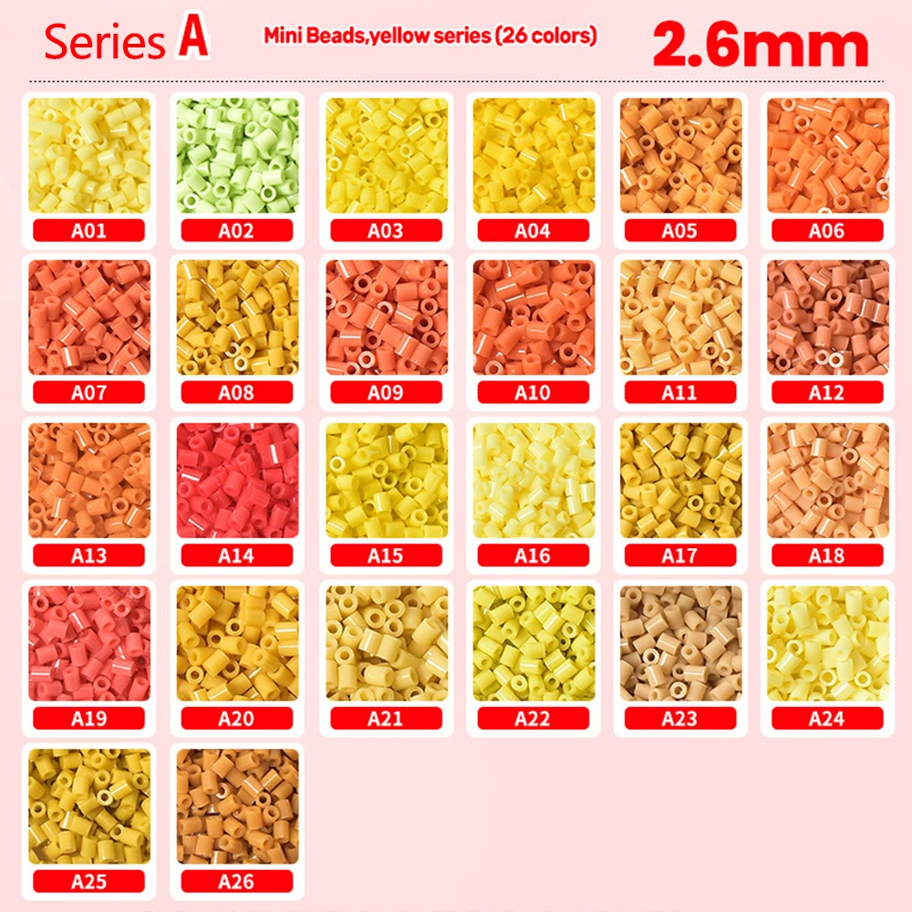 1000pcs 2.6mm 펄러 비즈는 전체 색상 구성으로 완성됩니다. Diy 직소 퍼즐 수제 선물 홈 인테리어를 위한 퓨즈 하마 비즈