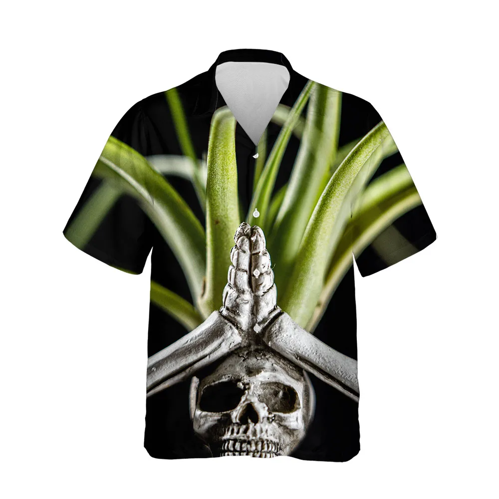 Jumeast Dark Souls Blouses Shirts For Men Halloween Strange Skull Button Up Hawaiian Short Sleeve Men's Shirt Fashion Clothing