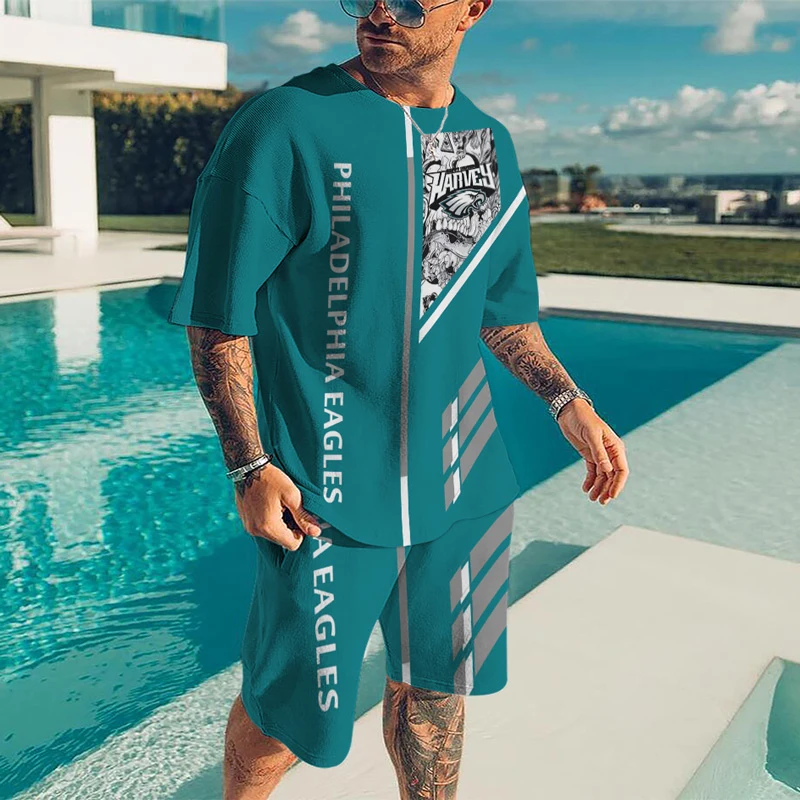 mens lounge wear 2022 Men Tracksuit 2 Piece Set Summer Oversized T Shirt Sets O Neck 3D Printed Fashion Casual Shorts Harajuku Clothes Streetwear mens matching sets