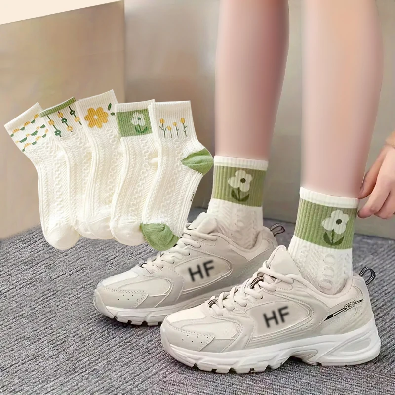 5 Pairs Women Summer Cotton Short Socks main image 1