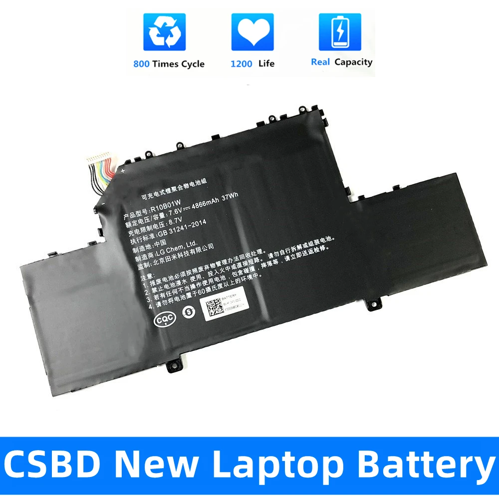 

CSBD New R10B01W R10BO1W Laptop Battery for Xiaomi Mi Air 12.5" Series Notebook 161201-01 161201-AA 7.6V 4866mAh/37WH