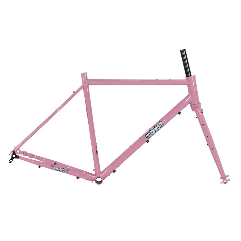 700C Road Bicycle Frame with Fork Chrome-molybdenum Steel Frame Travel Road Bike Thru Axle Disc brake Steel Frameset