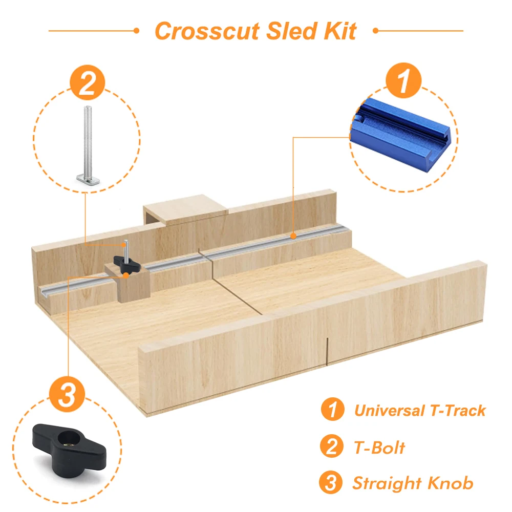 Woodworking 19# T-track Kit and Accessories Aluminum T-tracks Slot Miter Track for Router Table Workbench DIY Crosscut Sled Tool 6