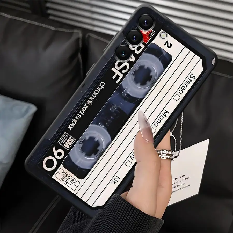 Vintage-Style Black Cassette Tape Phone Cover Case