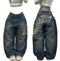 2024 New American Trend Retro Hip-hop Embroidery Pattern Baggy Jeans For Men And Women Y2K Harajuku Gothic Wide Pants Streetwear - Image 2