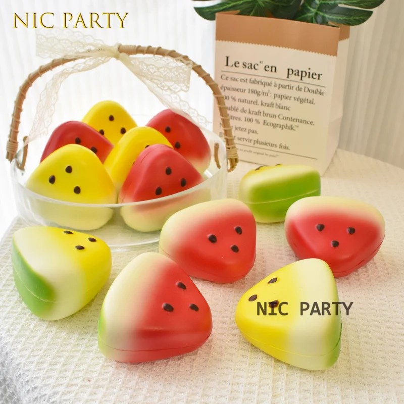 Squishy Watermelon Favors Birthday Party Gift Anti-Stress Slow Rising Fruit Pinch Squeeze Stress Reliever Soft Pressure Reducer