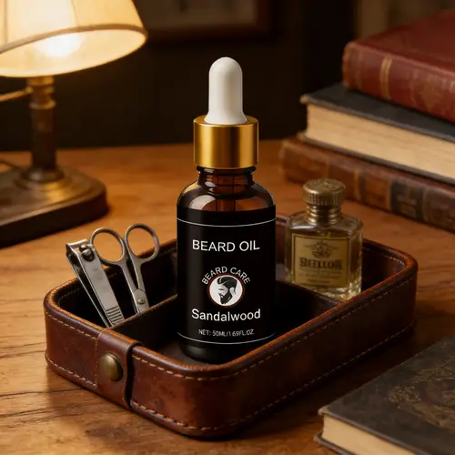Men's Sandalwood Beard Oil Adds Shine Softening Nourisheing Strengthens Follicles Light Hold Repair Dry Beard Grooming Oil 50ml - Image 2