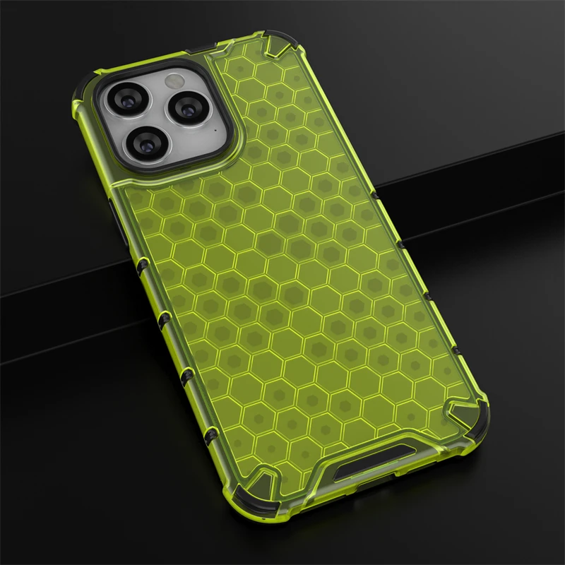Honeycomb Clear Stødsikkert Etui Til Hybrid TPU Transparent Armor Cover iPhone 7 8 Plus 11 12 13 14 15 Pro Max_voghion.com