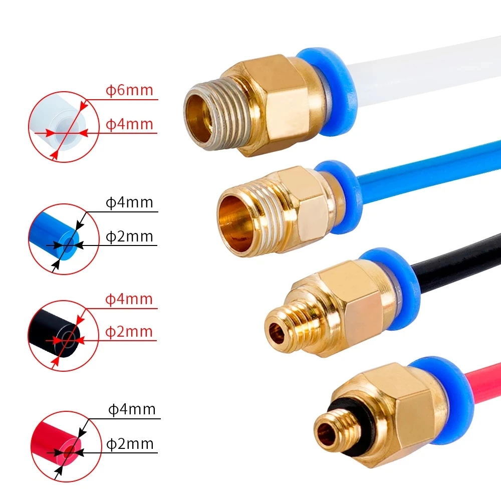 Ramps 5Pc Raccordo Pneumatico Pneumatico Connettore Rapido 4-M5 Raccordi Aria Filettati 4-M6 Spinta Tubo Od 4Mm/6Mm Per Tubo Ptfe Estrusore