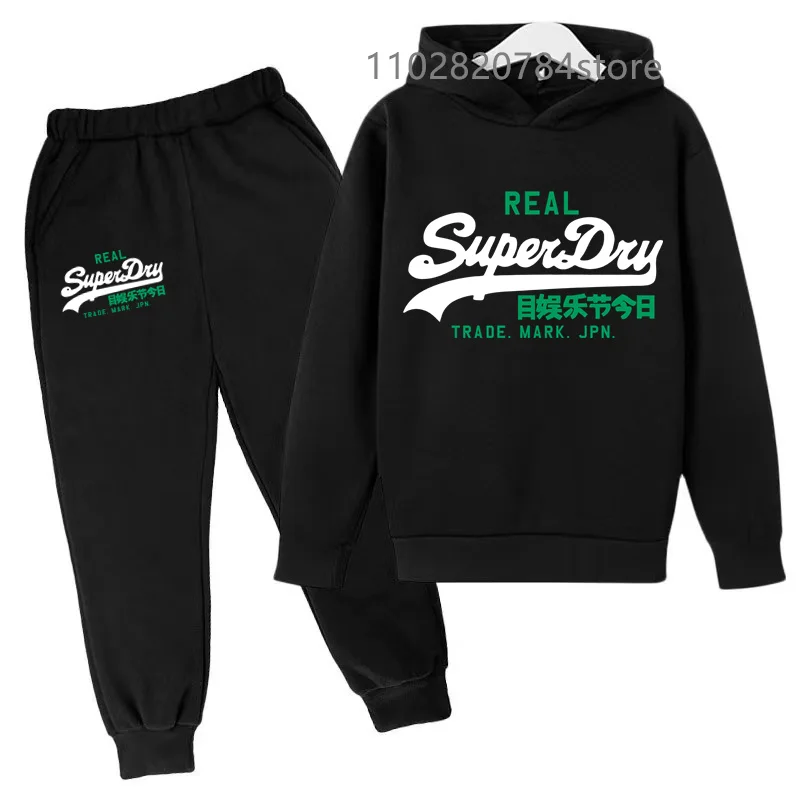 Kids Hoodie Pants Set Outdoor Sport Spring Autumn 3-12 Year Boy Girl Sweatshirt