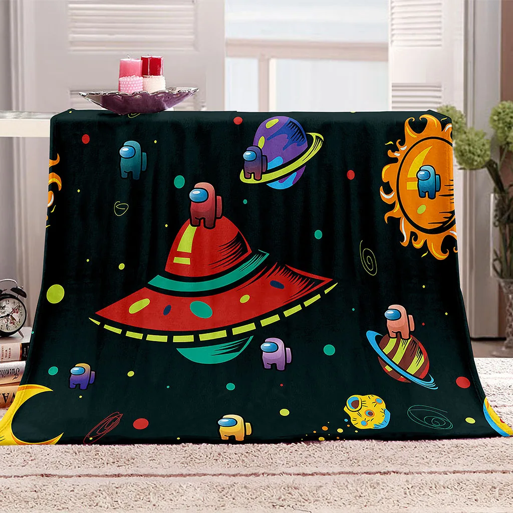

Spaceship Rocket Colorful Cartoon Kids Girl Boy Baby Soft Warm Polyester Throw Flannel Blanket for Couch Bed Travel Cover Winter