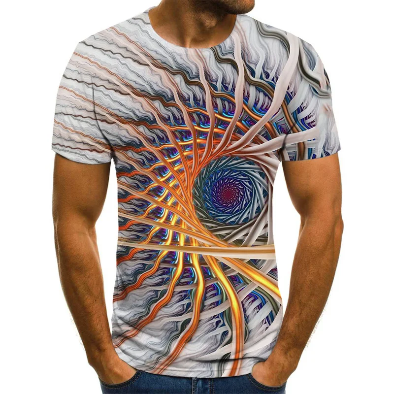 

Fashion Men's T-shirt 3D Printing Three-Dimensional Pattern Leisure Tops Summer Quick Dry Crew Neck Loose Short Sleeve Pullover