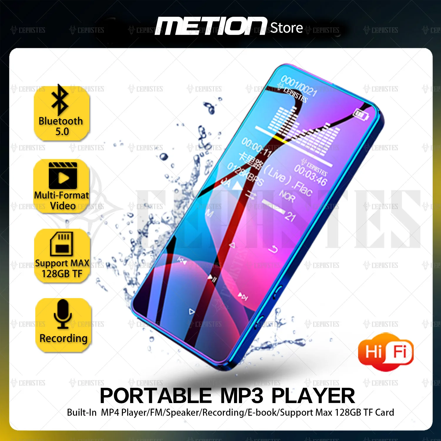 2025 MP3 Player Bluetooth 5.0 MP4 Player HiFi Lossless Music Portable Audio Walkman FM/E-book/Recorder