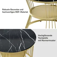 Table basse moderne Anajqaqia, ensemble de tables basses, placage marbre, tables d'appoint pour canapé, tables rondes, lot de 2, noir 5