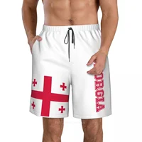 2023 Summer Polyester Georgia Country Flag 3D Printed Men's Board Shorts Beach Pocket Running Summer Pants 2