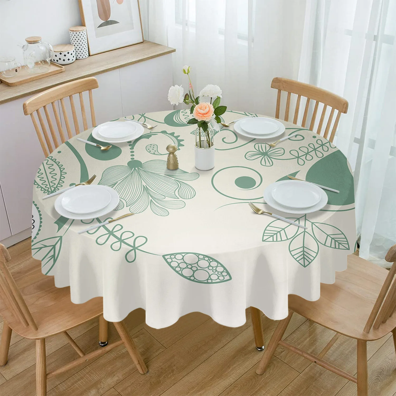 

Cat Kitten Pet Animal Tail Paw Cartoon Eyes Waterproof Tablecloth Wedding Home Kitchen Dining Room Table Decor Round Table Cover