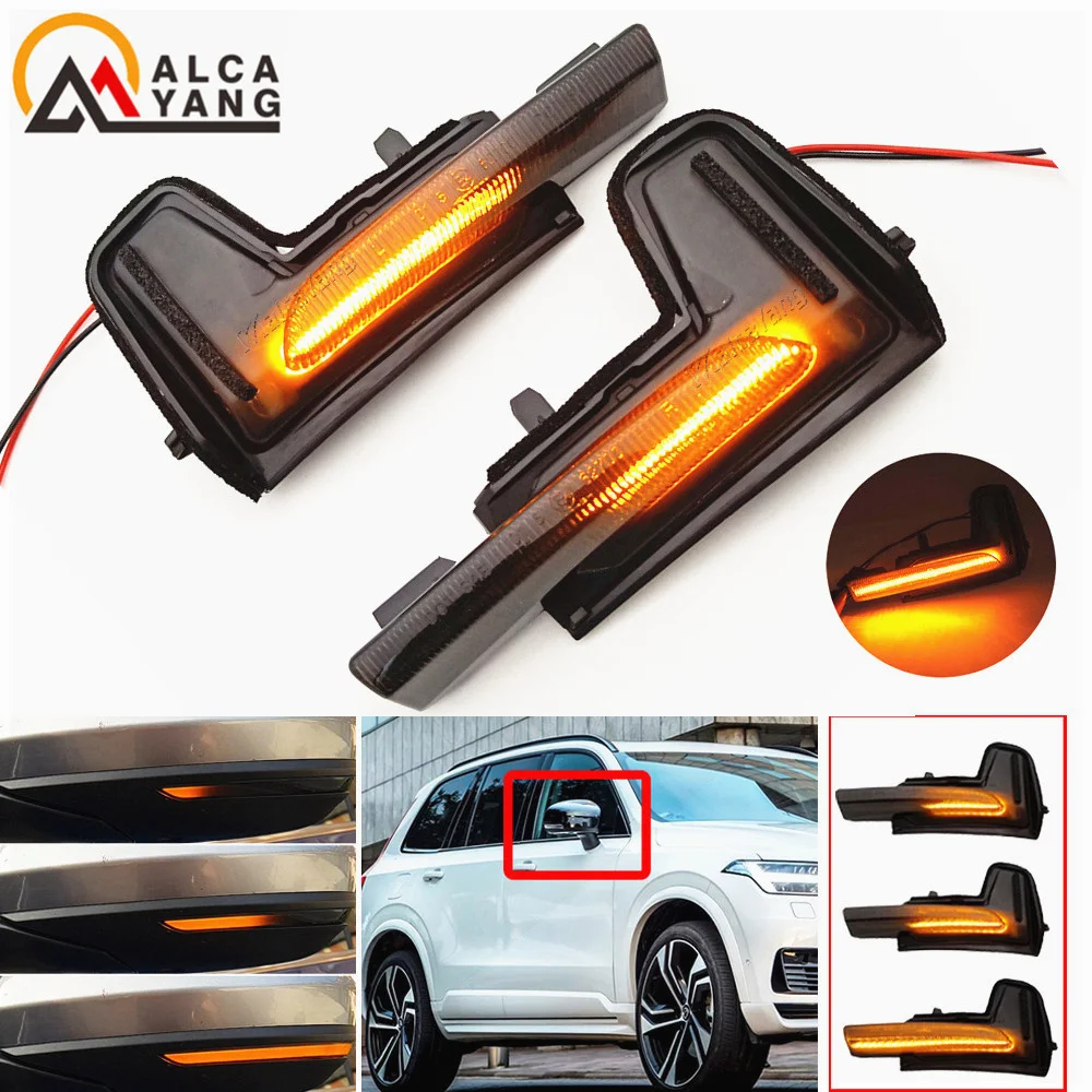 

Smoked Dynamic Amber Flowing Led Side Mirror Turn Signal Blinker Indicator Lights For Volvo XC90 II MK2 XC60 V90 S90 T5 T6 T8
