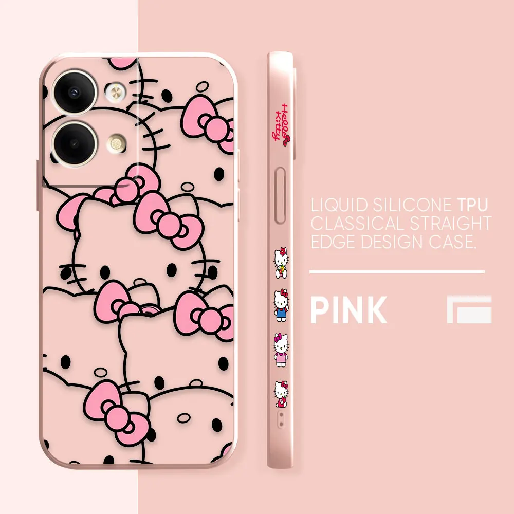 thumbnail image 1 of Case For OPPO RENO 10 8 8T 7 6 5 4 3 LITE 5G PRO PLUS Colour Simple Liquid Silicone Case Cover Funda Pink Hello K-Kitty, 1 of 5