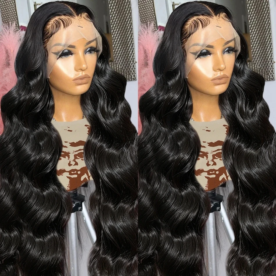 

Black Preplucked Glueless Body Wave Lace Front Wig For Women Synthetic Hair Wigs Glueless Soft 180%Density Preplucked Cosplay