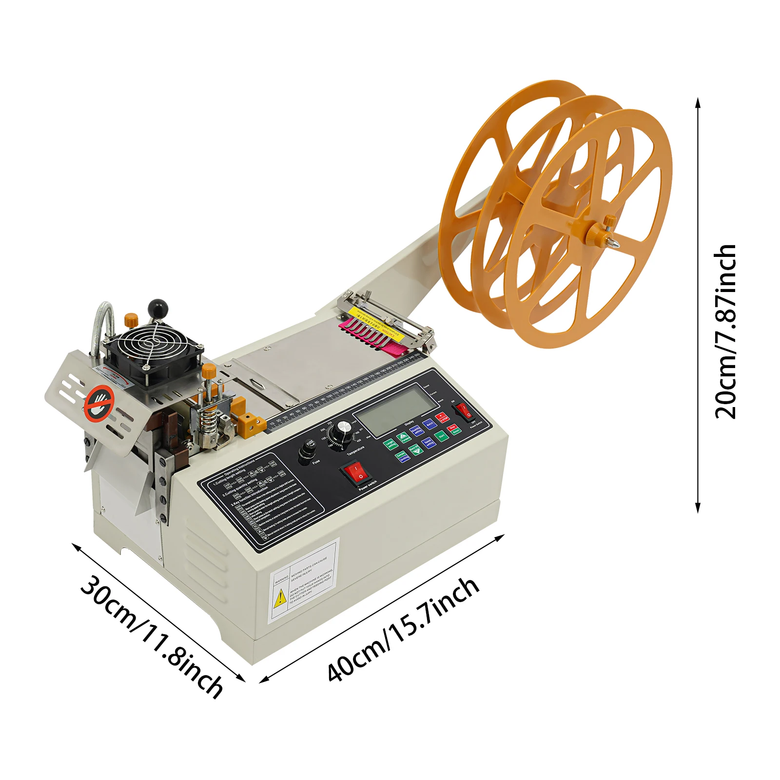Gurtband-Schneidemaschine, automatischer Heiß- und Kaltbandschneider, automatischer Band- und Stoffschneider mit 3 Klemmtabletts – Detail 3