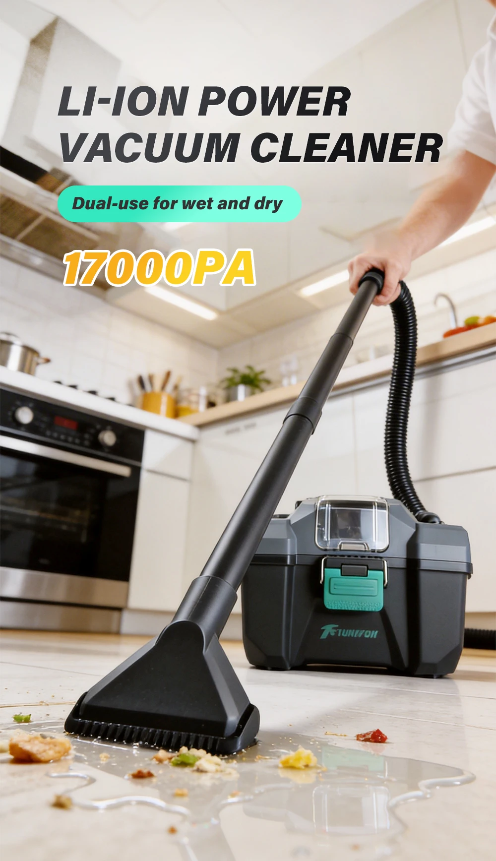17000Pa Powerful Wet Dry Shop Vacuum 2.5M Long Hose Extension Pole Portable Vacu