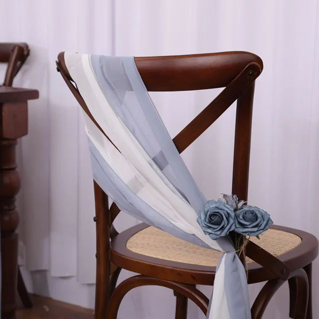 Ceinturage de Chaise en Mousseline de Soie, Ruban Décoratif pour Mariage, ixde la Mariée, Banquet, Annonce PréChristophe, 17x275cm, 12 Pièces 6