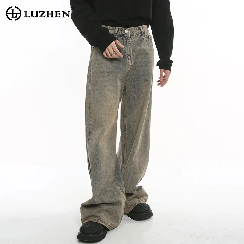 

LUZHEN 2024 Stylish Vintage Original Straight Casual Denim Pants Men's High Quality Trendy Elegant Loose Wide Leg Jeans 6e0d66