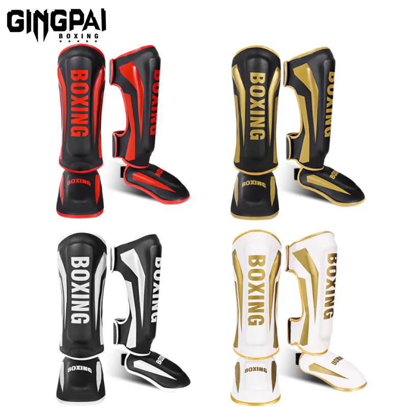 Professional Muay Thai MMA Boxing Shin Guard Instep Leg Protector Pads Thicken Kick Foot Training Support Leg Warmers