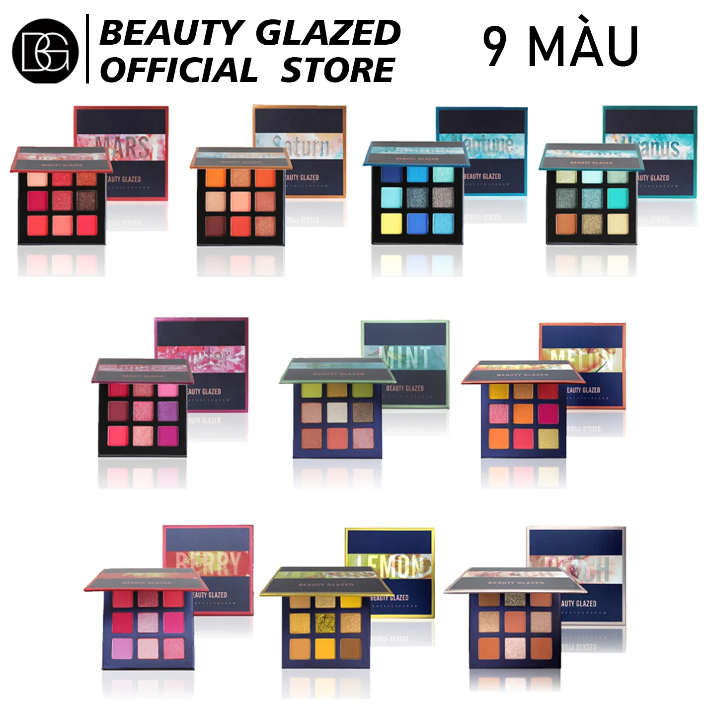 

9 Colors Beauty Glazed Eyeshadow Pallete Yellow Lemon Glitter Shimmer Matte Eye Shadow Makeup Palette Neon Pigments Sombras